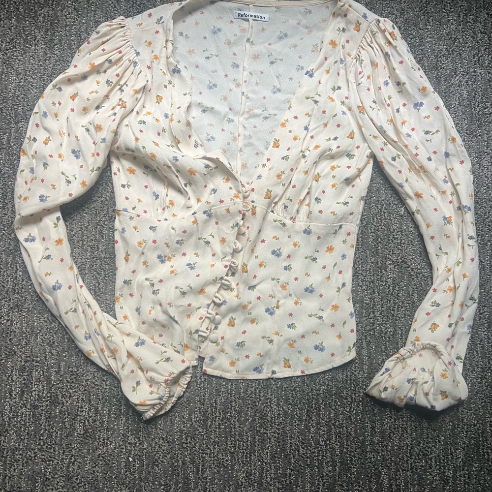 Reformation Floral Button-Up Blouse